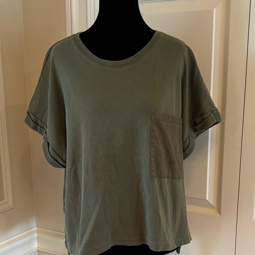 Avia Olive Green Short Sleeve Tee Minimalist Lounge Slouchy L Cozy Casual Dorm